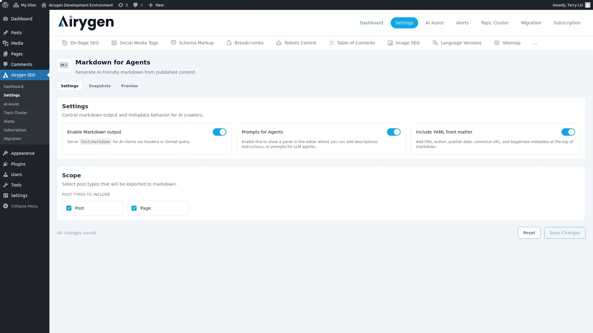 markdown-for-agents-settings