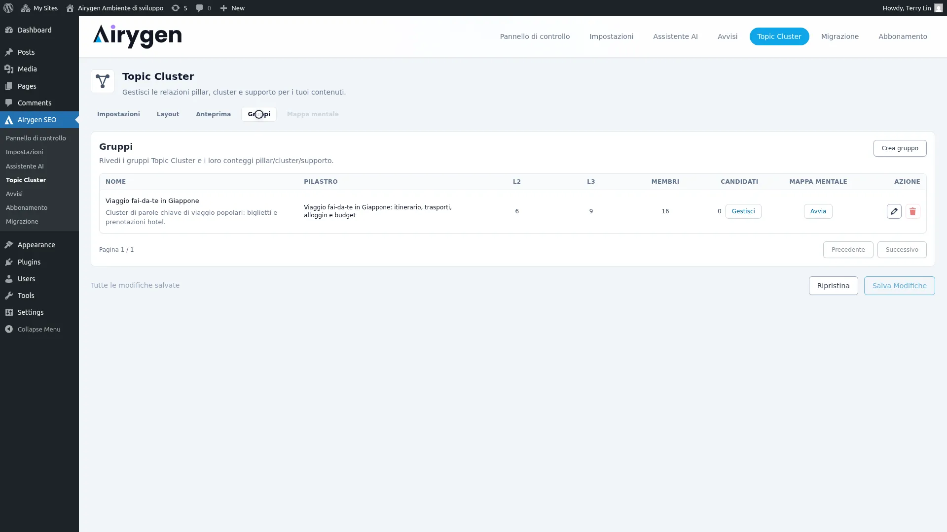 Cluster di argomenti schermata (2)